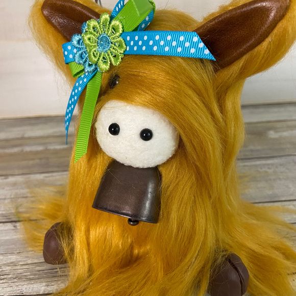 🚫SOLD🚫 Highland Coo Cow Gnome Scottish Handmade Decor Farmhouse Polka Dot Daisy - Picture 9 of 11